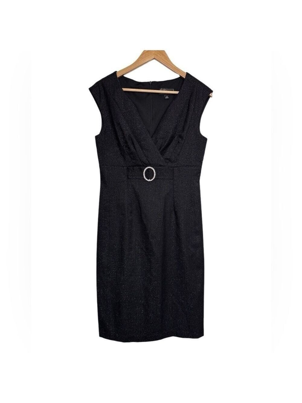 Dress Barn Black Silver Sparkle Midi Dress Size 10